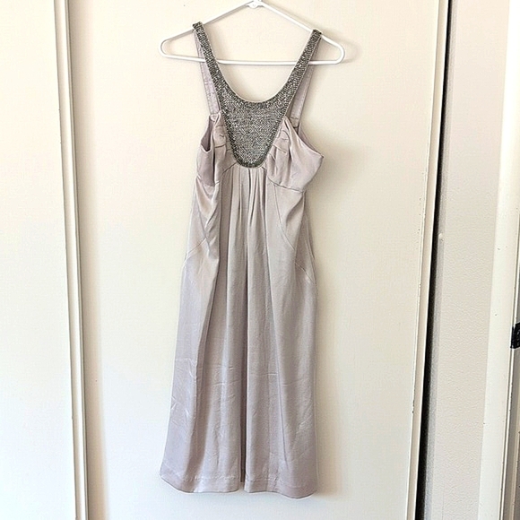 Banana Republic Womens 8 Sleeveless Midi Dress Gray Silk Beachy Boho Coastal - Picture 1 of 8